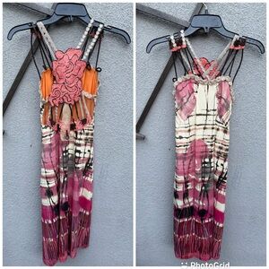 Save The Queen Womens Mesh Boho Summer Vintage Italian Long midi Dress